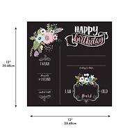 RoomMates 12" Double-Sided Floral Birthday Chalkboard