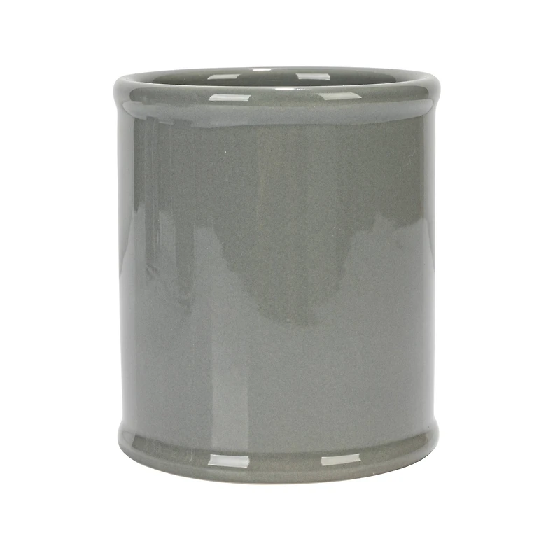 Hello Honey® 11.5" Gray Farmhouse Ceramic Crocks in White Metal Holder