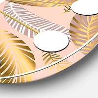 Designart 'Golden Tropical Pattern V Mid-Century Modern Wall Clock