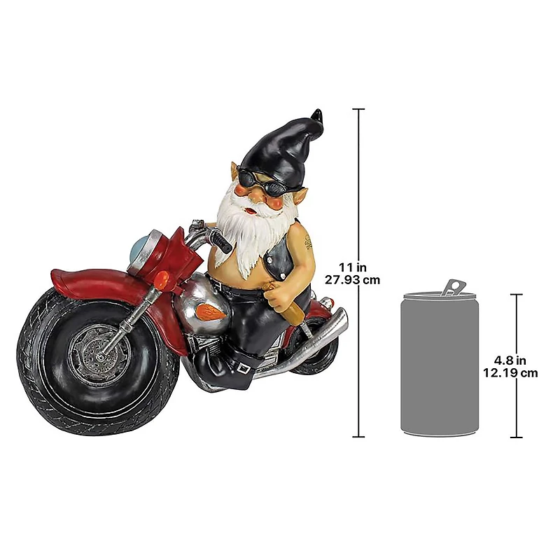 Design Toscano 13" Biker Gnome Outdoor Statue