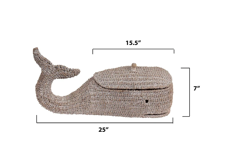 Hello Honey® 24" Bankuan Rope Whale Box with Lid