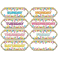 Ashley Productions Confetti Days of the Week Magnetic Die-Cut Timesavers & Labels, 6 Packs of 8