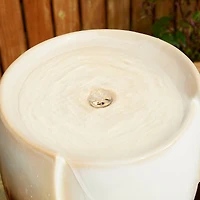 Glitzhome® 29.25" LED Sand Beige & Brown Ceramic Pot Outdoor Floor Fountain