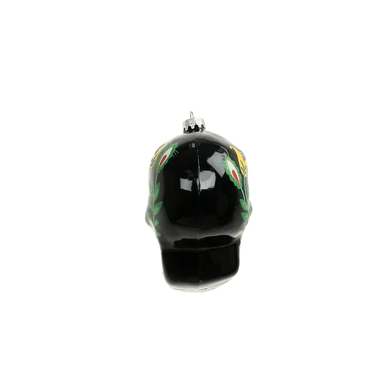3.75" Black Sugar Skull Glass Ornament by Ashland®