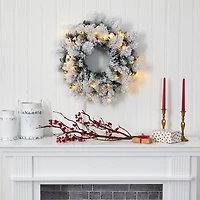 24" LED Flocked Christmas Wreath