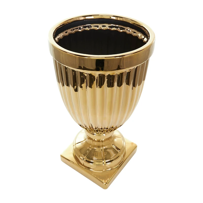 31.5" Gold Ceramic Decorative Jars with Grooves