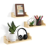 NEX™ Pale Yellow Rustic Wood Floating Shelves Set with Metal Brackets