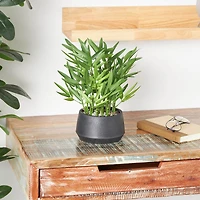 13" Green Faux Foliage Artificial Plant with Black Pot