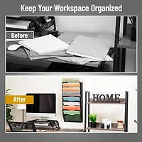 Mind Reader Wall File Organizer, 8 Pocket Hanging Document Rack, Office Wall Mount, Metal Mesh