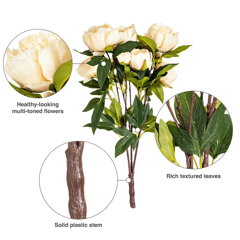 Artificial Beige Peony Spray