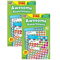Trend Enterprises® Awesome Assortment superSpots®/superShapes Variety Pack, 2 Packs of 5,100