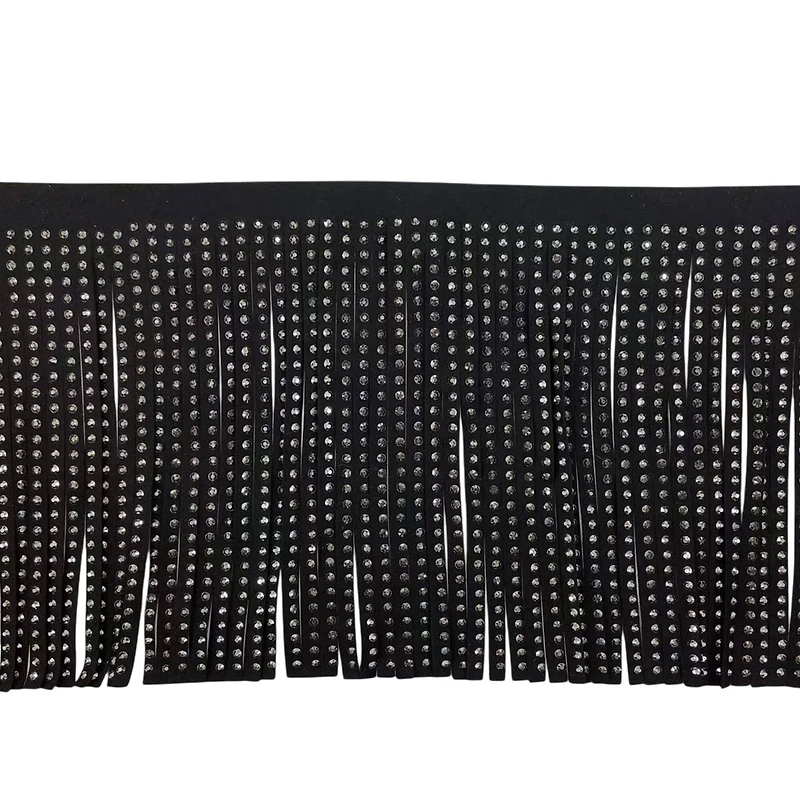 5.5" Faux Leather Rhinestone Fringe Trim by Celebrate It