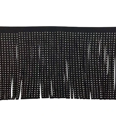 5.5" Faux Leather Rhinestone Fringe Trim by Celebrate It