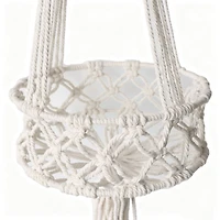 31.5" Natural White Macramé Hanging Basket by Ashland®