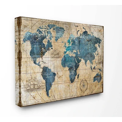 Stupell Industries Vintage World Map Design Wall Art