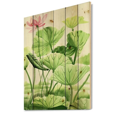 Designart - Vintage Lotus Leaves In The Pond