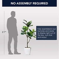 American Art Decor 4ft. Fiddle Fig Tree in White Ceramic Pot