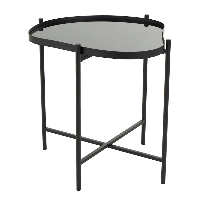 Black Metal Abstract Wavy Accent Table with X-Shaped Base