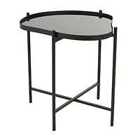 Black Metal Abstract Wavy Accent Table with X-Shaped Base
