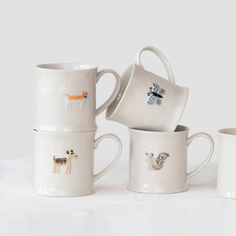 Hello Honey® 3.25" Eclectic Fauna Stoneware Mug Set