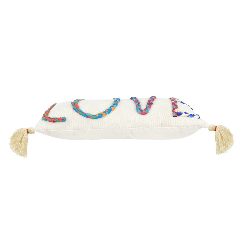 Love Chindi Appliqued Cotton Pillow