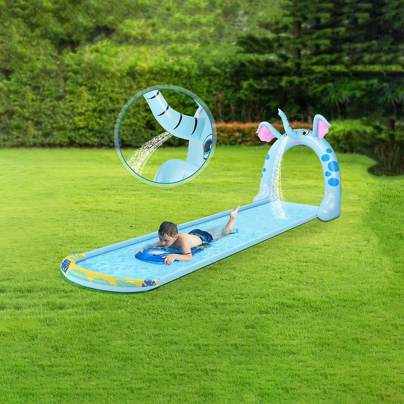 Pool Central® 16ft. Inflatable Elephant Arch Sprayer Slide Outdoor Kids Water Toy
