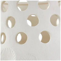 10" White Ceramic Shell Vase with Circular Cutouts