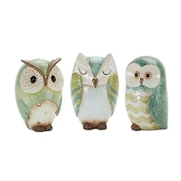 Terra Cotta Owl Figurine Set