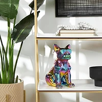12" Rainbow Ceramic Bulldog Sculpture