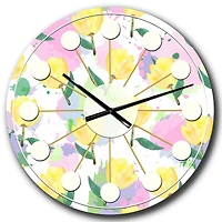 Designart 'Floral Pattern With Flowers Mid-Century Modern Wall Clock