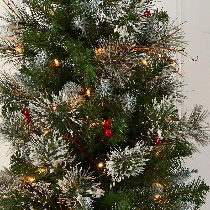 3ft. Pre-Lit Artificial Christmas Tree with Berries, Clear Lights