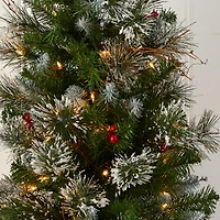 3ft. Pre-Lit Artificial Christmas Tree with Berries, Clear Lights