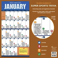 TF Publishing 2024 Sports Facts & Trivia Wall Calendar