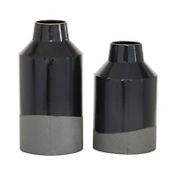 The Novogratz Set of 2 Black Metal Contemporary Vase, 10", 12"