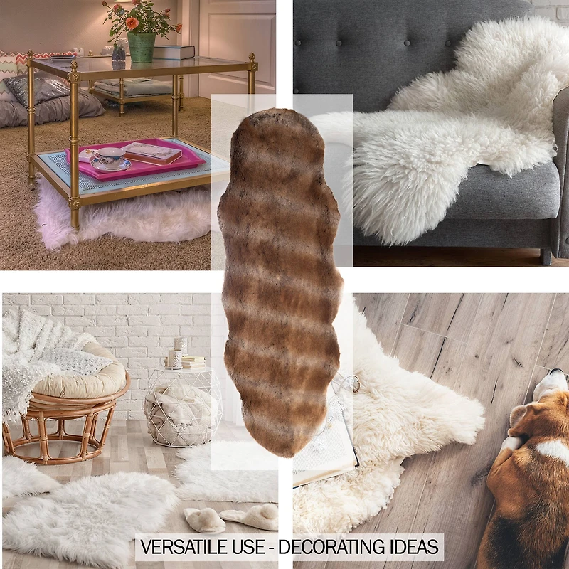Hastings Home Faux Sheepskin Fur Rug