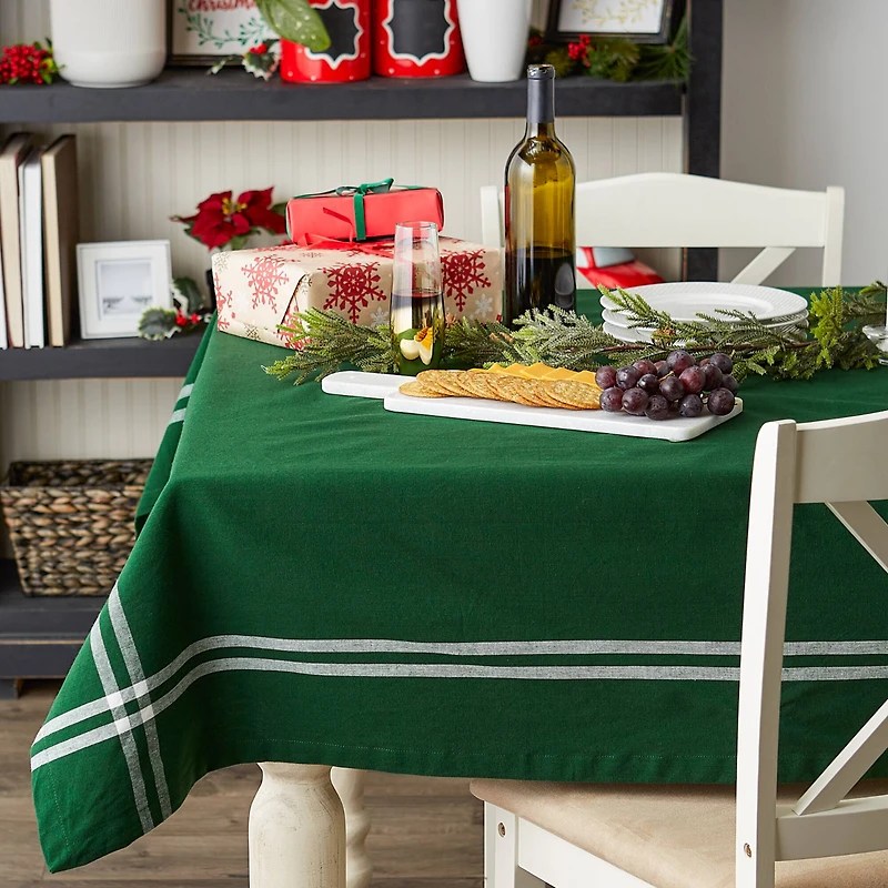 Balsam Border Stripe Tablecloth, 60" x 120" 