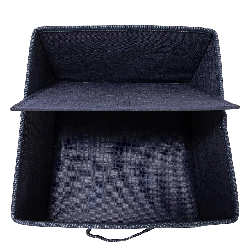 Household Essentials 7.5" Denim Blue Collapsible Cotton Blend Cube Storage Drawer, 2ct.