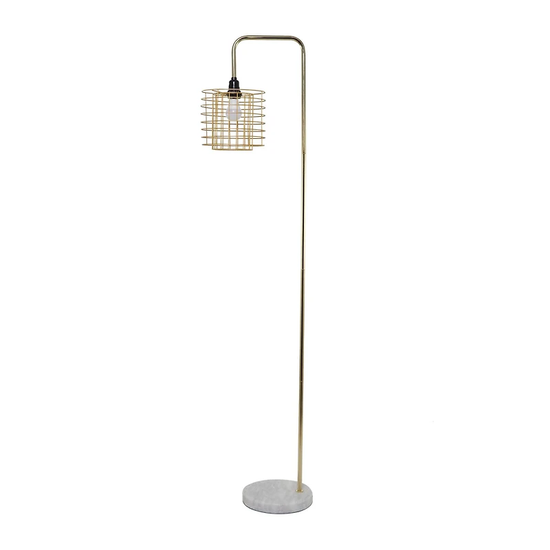 Gold Metal Industrial Floor Lamp, 15" x 10" x 64"