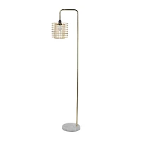 Gold Metal Industrial Floor Lamp, 15" x 10" x 64"