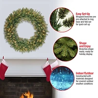 48" White LED Norwood Fir Wreath