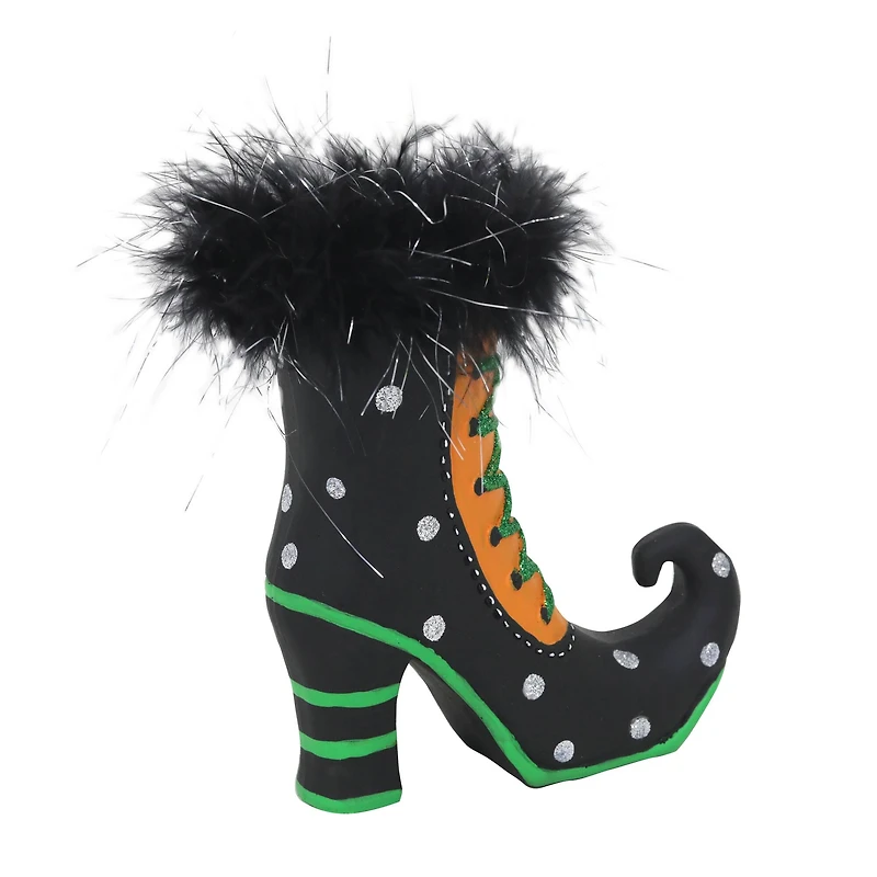 6.75" Polka Dots & Fluff Witch Boot Tabletop Décor by Ashland®