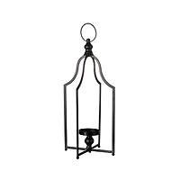 22" Modern Farmhouse Black Metal Candle Lantern