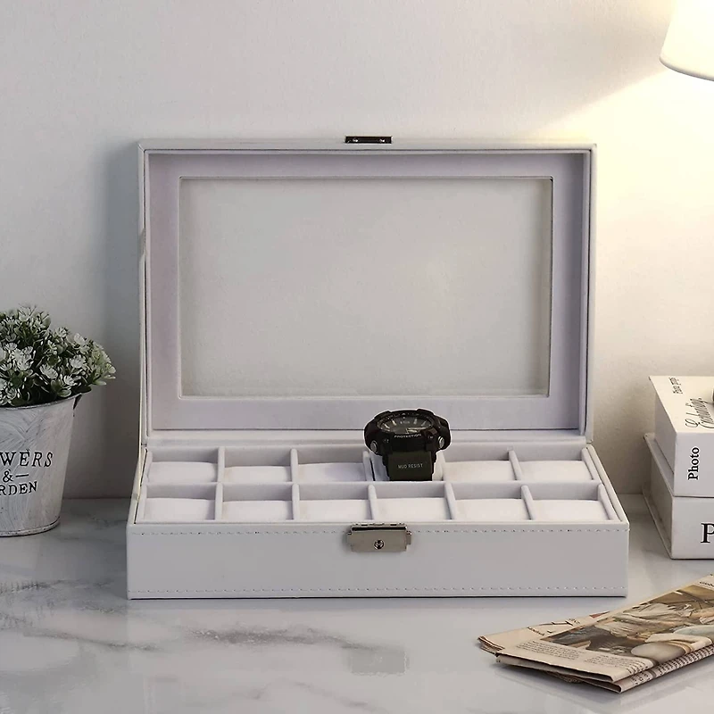 Daisy White Dozen Leather Watch Box