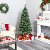 6ft. Pre-Lit Wisconsin Slim Snow Tip Pine Artificial Christmas Tree with Clear LED Lights
