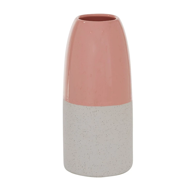 Pink Ceramic Modern Vase, 11" x 5" x 5"