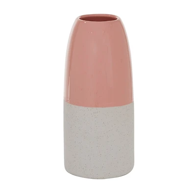 Pink Ceramic Modern Vase, 11" x 5" x 5"