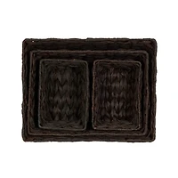 Household Essentials Dark Brown Wicker Storage Basket Set