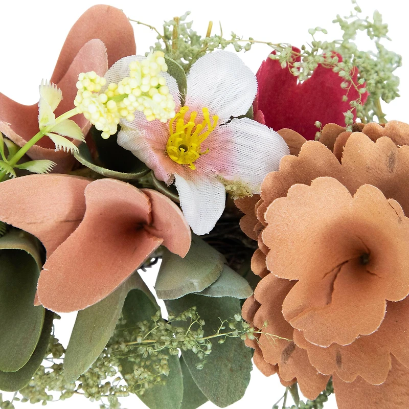 10" Rose & Pansy Artificial Wooden Spring Wreath