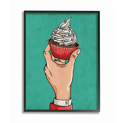 Stupell Industries Vintage Cupcake Black Framed Wall Art