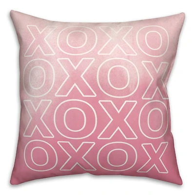 Xoxo Watercolor Outline 16" x 16" Throw Pillow